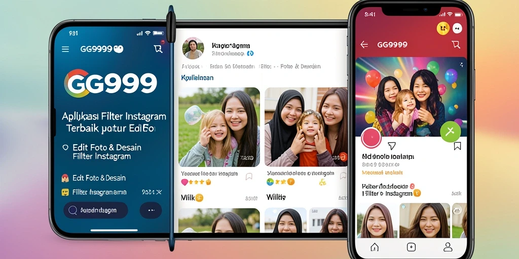 Tampilan antarmuka GG999 dengan berbagai pilihan filter Instagram.