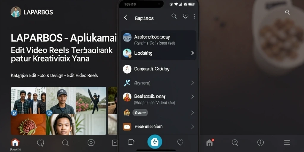 Screenshot aplikasi LAPARBOS menampilkan antarmuka pengeditan video reels yang menarik.