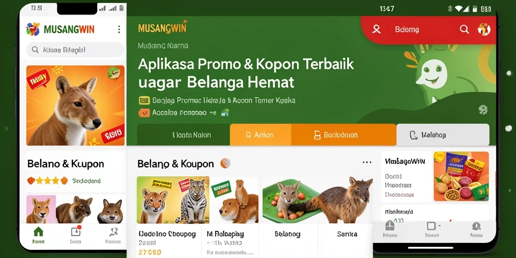 Tampilan antarmuka aplikasi MUSANGWIN dengan berbagai promo menarik.