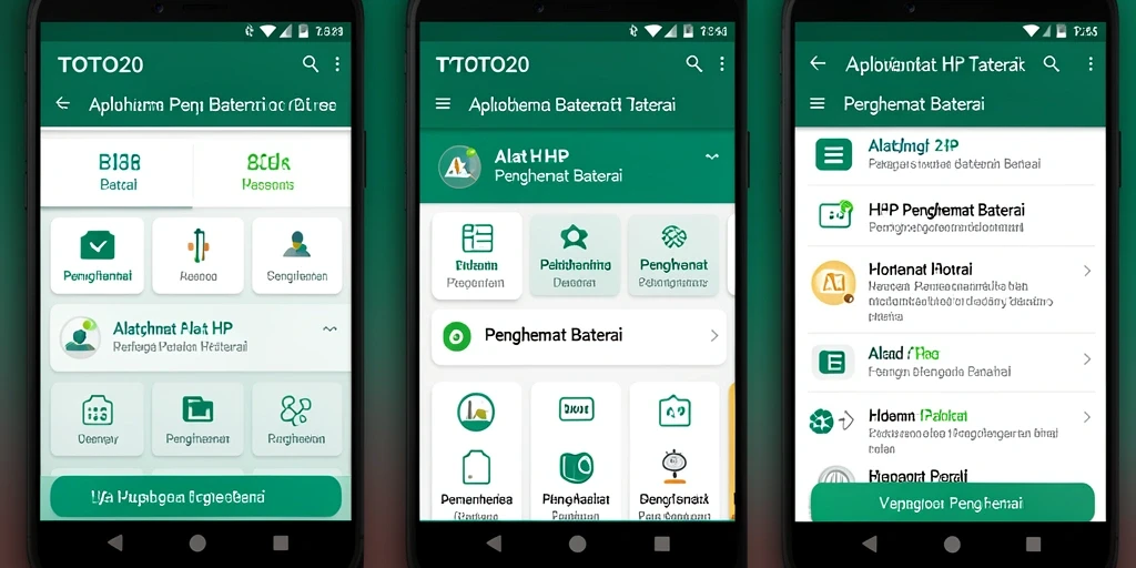 Antarmuka utama TOTO20 menampilkan fitur penghemat baterai dengan jelas.