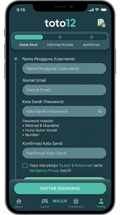 Cara Mudah Buat Akun Baru toto12 di Android